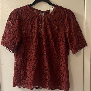 H&M Burgundy Lace Blouse